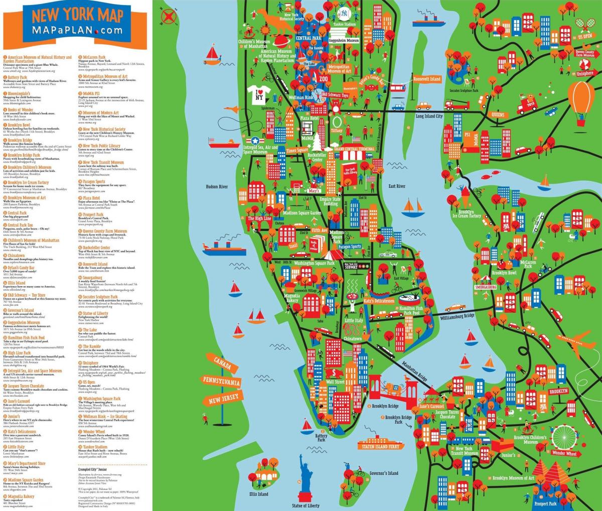 New York tourist attractions map