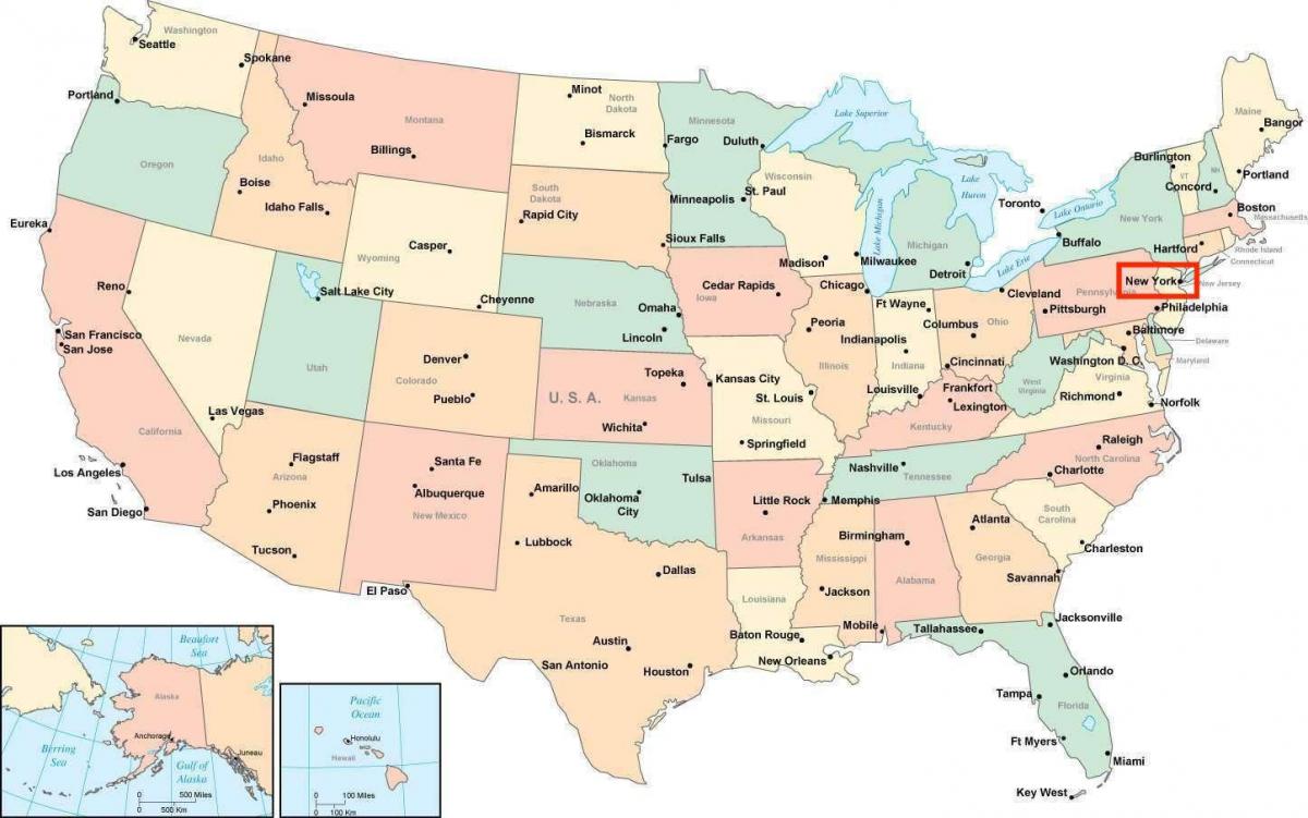 New York on usa map