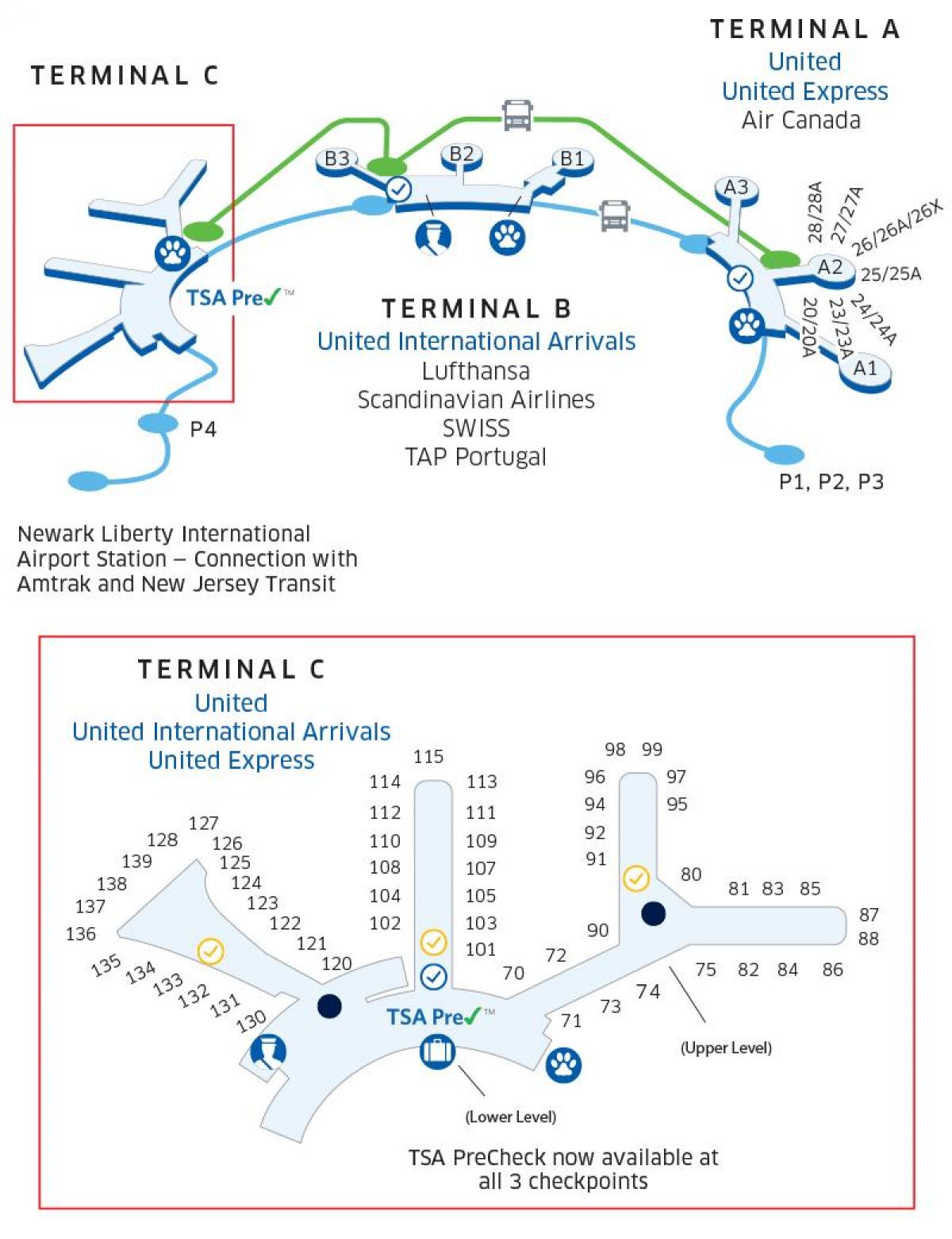 Newark airport map united
