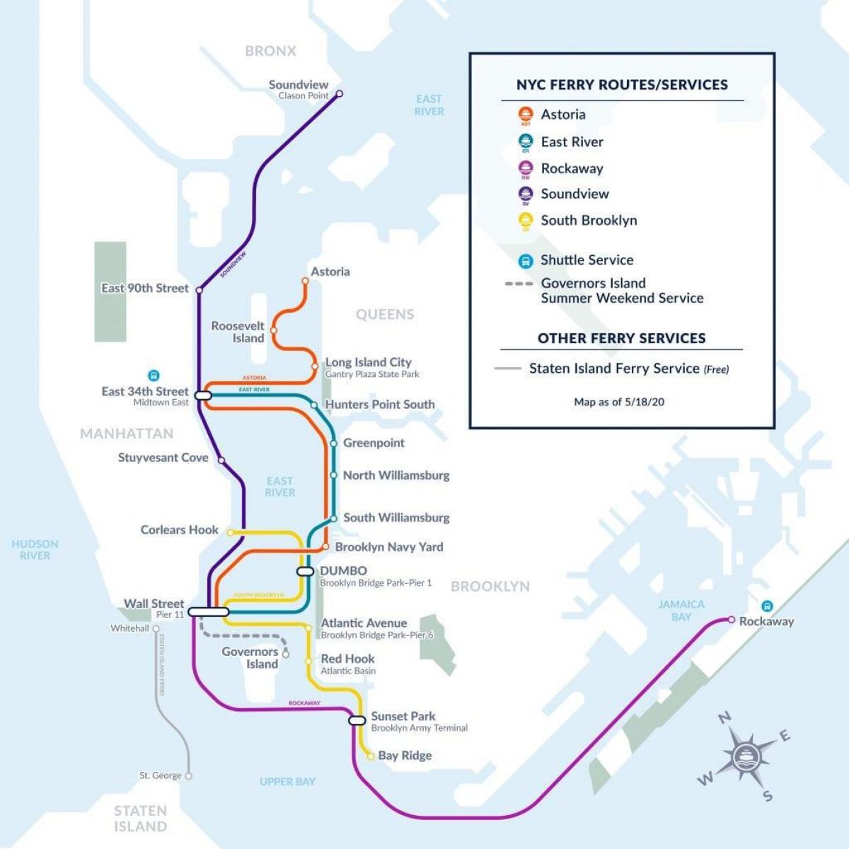 New York ferry map