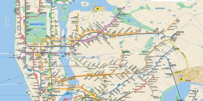 New York street map with subway stations